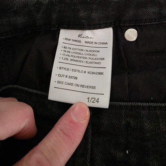 Kancan Black Raw Hem Factory Distressed Button Fly Woman's Jeans size 1 - Picture 6 of 8